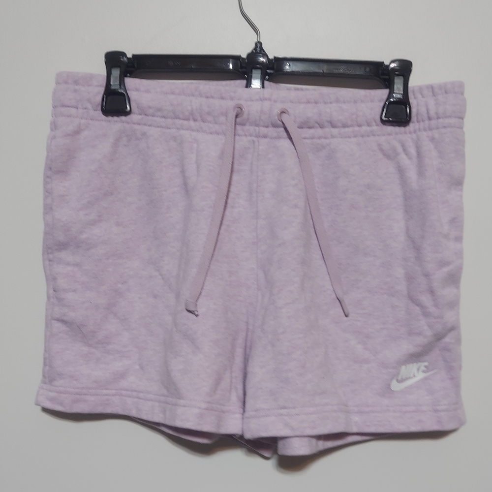 Nike Women's Heathered Light Pink Fleece Lounge Shorts with Pockets Size Medium - Picture 2 of 6